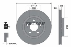 DISC FRANA TEXTAR 92135203 - Compatibil cu CITROEN, MITSUBISHI, PEUGEOT