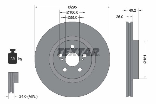 DISC FRANA TEXTAR 92135603 - Compatibil cu TOYOTA