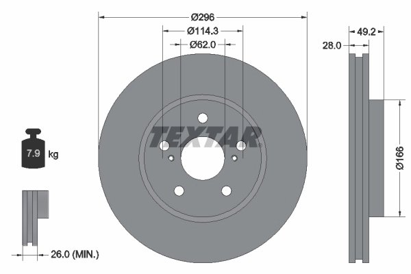 DISC FRANA TEXTAR 92135800 - Compatibil cu LANDWIND (JMC), LEXUS, TOYOTA, TOYOTA (GAC)