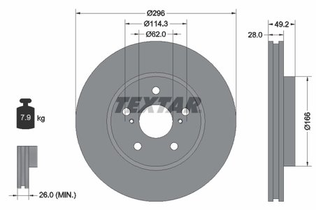 DISC FRANA TEXTAR 92135800 - Compatibil cu LANDWIND (JMC), LEXUS, TOYOTA, TOYOTA (GAC)