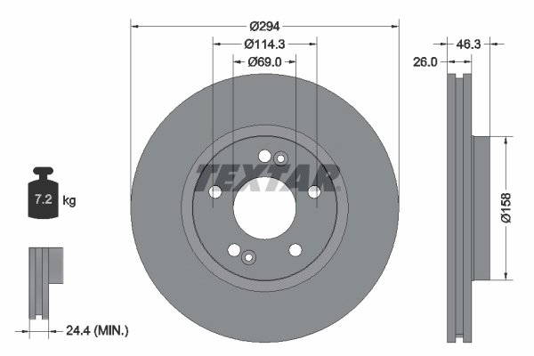 DISC FRANA TEXTAR 92136403 - Compatibil cu HAWTAI, HYUNDAI, HYUNDAI (HUATAI), MITSUBISHI (BJC)