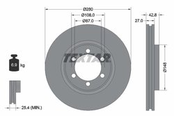 DISC FRANA TEXTAR 92136503 - Compatibil cu HYUNDAI, HYUNDAI (HUATAI)