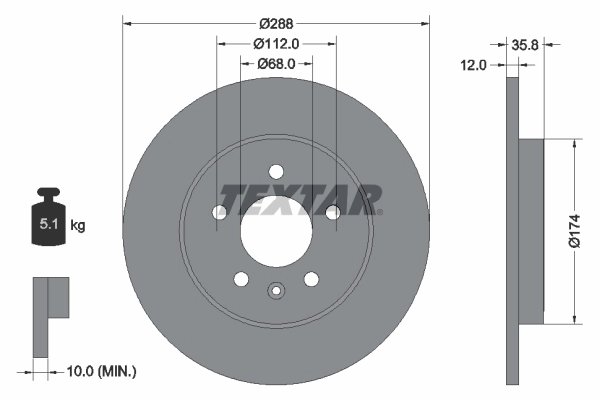 DISC FRANA TEXTAR 92137003 - Compatibil cu AUDI, AUDI (FAW), SEAT