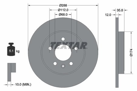 DISC FRANA TEXTAR 92137003 - Compatibil cu AUDI, AUDI (FAW), SEAT