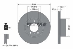 DISC FRANA TEXTAR 92137705 - Compatibil cu BMW, BMW (BRILLIANCE), CHANGFENG