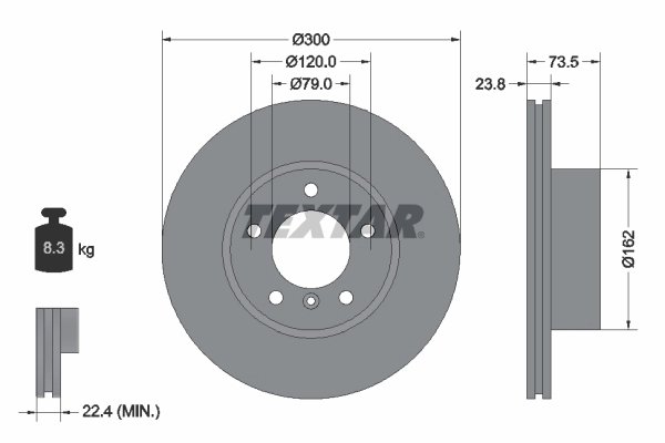 DISC FRANA TEXTAR 92137705 - Compatibil cu BMW, BMW (BRILLIANCE), CHANGFENG