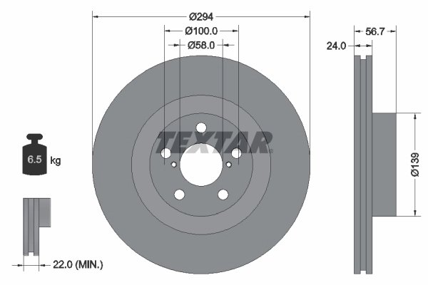 DISC FRANA TEXTAR 92139500 - Compatibil cu SAAB, SCION, SUBARU, TOYOTA
