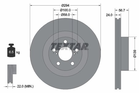 DISC FRANA TEXTAR 92139500 - Compatibil cu SAAB, SCION, SUBARU, TOYOTA