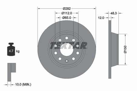 DISC FRANA TEXTAR 92140803 - Compatibil cu AUDI, AUDI (FAW), SEAT, SKODA, SKODA (SVW), VW, VW (FAW), VW (SVW)