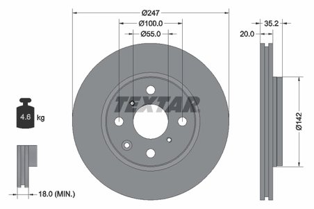 DISC FRANA TEXTAR 92141903 - Compatibil cu CITROEN, JAC, PEUGEOT, TOYOTA