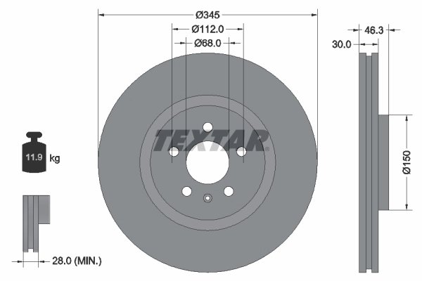 DISC FRANA TEXTAR 92143903 - Compatibil cu AUDI