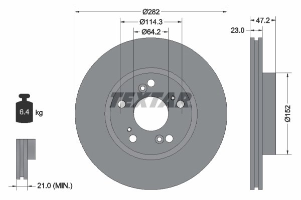 DISC FRANA TEXTAR 92144403 - Compatibil cu ACURA, BYD, HONDA, HONDA (DONGFENG)