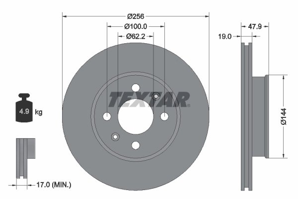 DISC FRANA TEXTAR 92144700 - Compatibil cu HYUNDAI, INOKOM