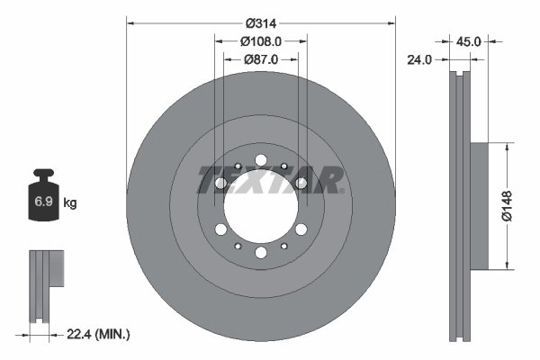 DISC FRANA TEXTAR 92144803 - Compatibil cu MITSUBISHI, MITSUBISHI (BJC), PEUGEOT