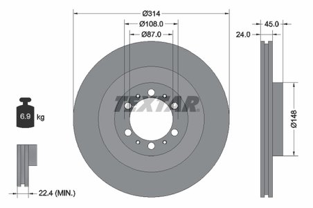 DISC FRANA TEXTAR 92144803 - Compatibil cu MITSUBISHI, MITSUBISHI (BJC), PEUGEOT
