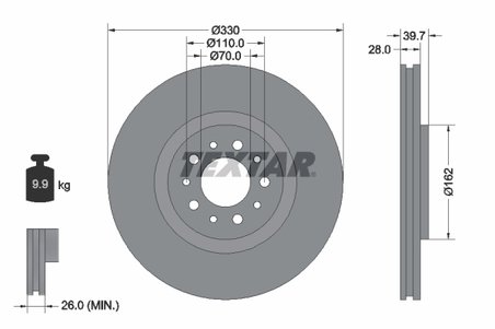 DISC FRANA TEXTAR 92145103 - Compatibil cu ALFA ROMEO, JEEP, JEEP (GAC FCA)