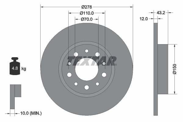 DISC FRANA TEXTAR 92145203 - Compatibil cu ALFA ROMEO