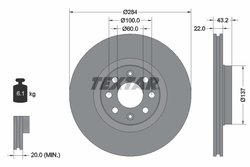 DISC FRANA TEXTAR 92145803 - Compatibil cu FIAT, OPEL, VAUXHALL