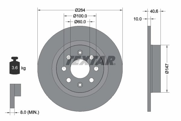 DISC FRANA TEXTAR 92145903 - Compatibil cu ABARTH, FIAT, OPEL, VAUXHALL