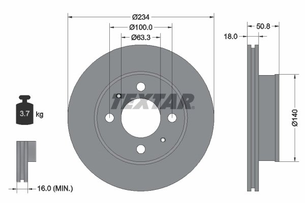 DISC FRANA TEXTAR 92146803 - Compatibil cu DODGE, HYUNDAI, INOKOM