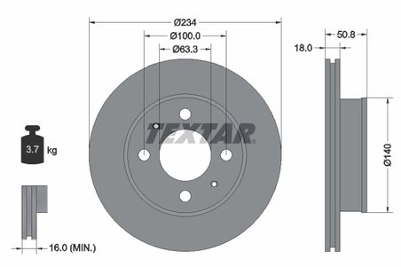 DISC FRANA TEXTAR 92146803 - Compatibil cu DODGE, HYUNDAI, INOKOM