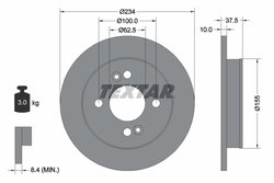 DISC FRANA TEXTAR 92147203 - Compatibil cu DODGE, HYUNDAI, INOKOM, KIA, NAZA