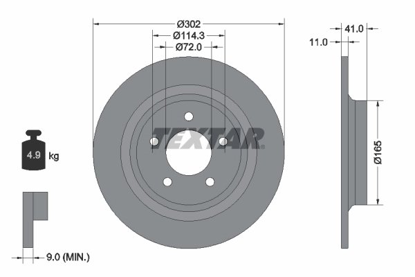 DISC FRANA TEXTAR 92148200 - Compatibil cu MAZDA, NISSAN