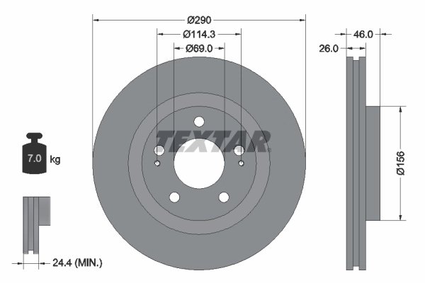 DISC FRANA TEXTAR 92148303 - Compatibil cu MITSUBISHI