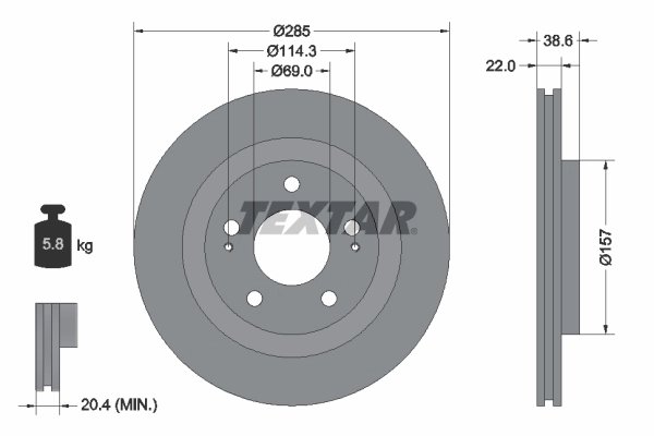 DISC FRANA TEXTAR 92148500 - Compatibil cu CHANGFENG, MITSUBISHI
