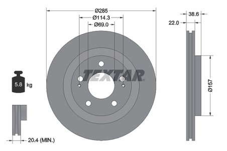 DISC FRANA TEXTAR 92148500 - Compatibil cu CHANGFENG, MITSUBISHI