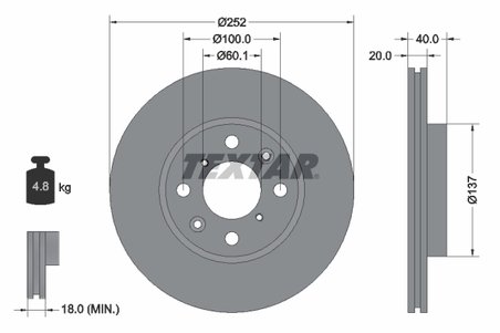 Disc frana Textar 92148903