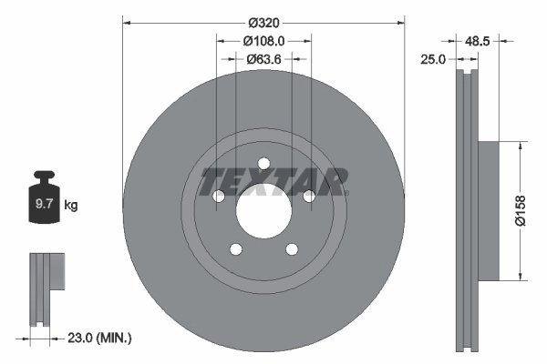 DISC FRANA TEXTAR 92149105 - Compatibil cu FORD, FORD (CHANGAN), FORD AUSTRALIA, VOLVO