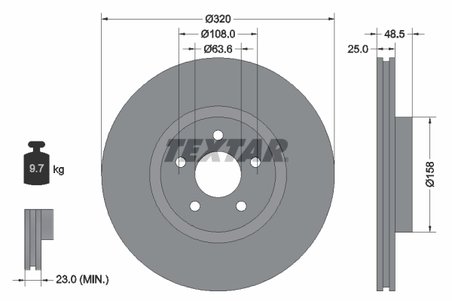 DISC FRANA TEXTAR 92149105 - Compatibil cu FORD, FORD (CHANGAN), FORD AUSTRALIA, VOLVO