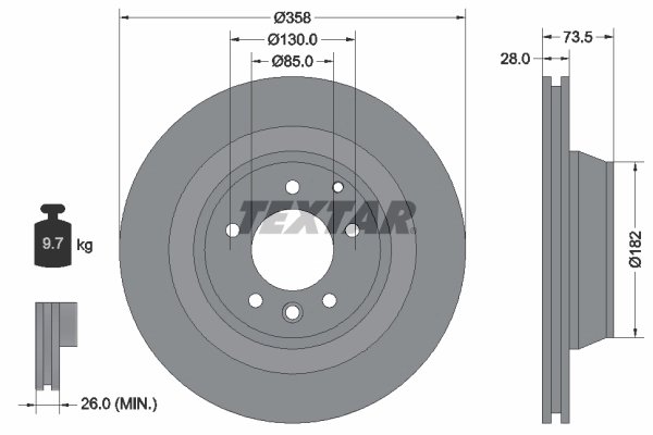 DISC FRANA TEXTAR 92151403 - Compatibil cu AUDI, PORSCHE, VW