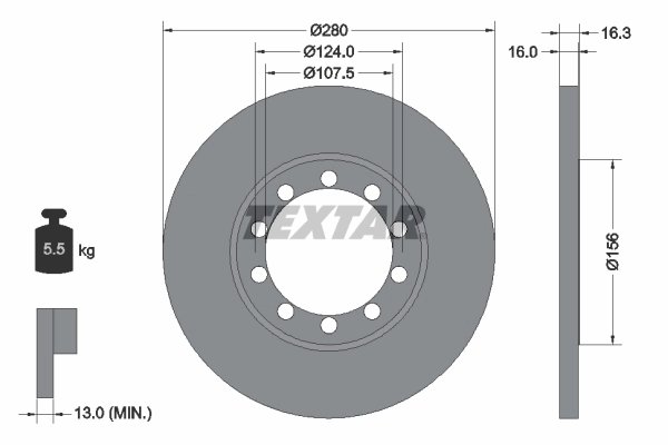 DISC FRANA TEXTAR 92152000 - Piesa auto compatibila cu mai multe marci
