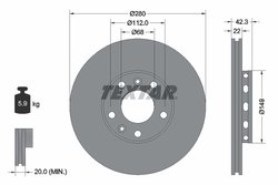 DISC FRANA TEXTAR 92152203 - Compatibil cu AUDI, VW
