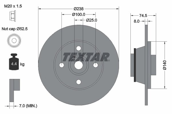 DISC FRANA TEXTAR 92154100 - Compatibil cu RENAULT