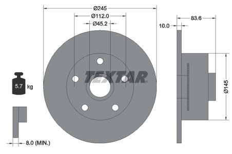 DISC FRANA TEXTAR 92154303 - Compatibil cu AUDI