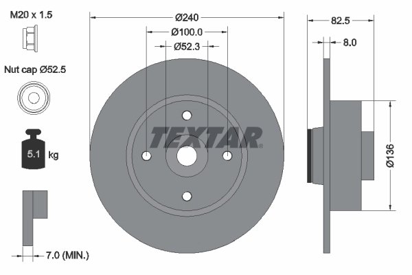 DISC FRANA TEXTAR 92154403 - Compatibil cu NISSAN, RENAULT
