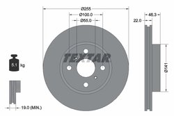 DISC FRANA TEXTAR 92156100 - Compatibil cu DAIHATSU, MAZDA, PERODUA, SCION, TOYOTA