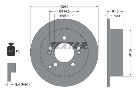 DISC FRANA TEXTAR 92156803 - Compatibil cu HYUNDAI, HYUNDAI (BEIJING), KIA, KIA (DYK), SOUEAST