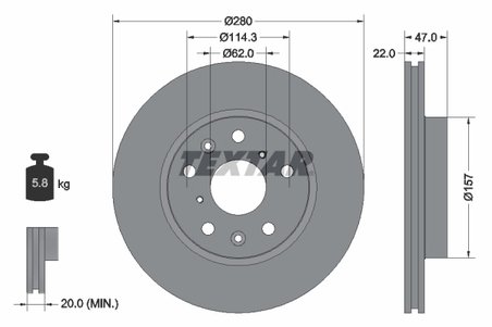 DISC FRANA TEXTAR 92156600 - Compatibil cu FIAT, SUZUKI