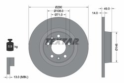 DISC FRANA TEXTAR 92157100 - Compatibil cu CITROEN, FIAT, PEUGEOT, TOYOTA