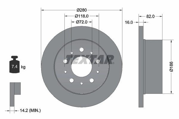 DISC FRANA TEXTAR 92157403 - Compatibil cu CITROEN, FIAT, OPEL, PEUGEOT, VAUXHALL