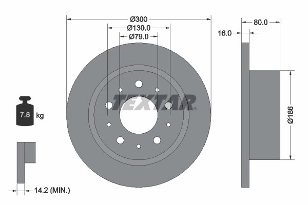 DISC FRANA TEXTAR 92157600 - Compatibil cu CITROEN, FIAT, OPEL, PEUGEOT, RAM, VAUXHALL