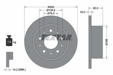 DISC FRANA TEXTAR 92157600 - Compatibil cu CITROEN, FIAT, OPEL, PEUGEOT, RAM, VAUXHALL