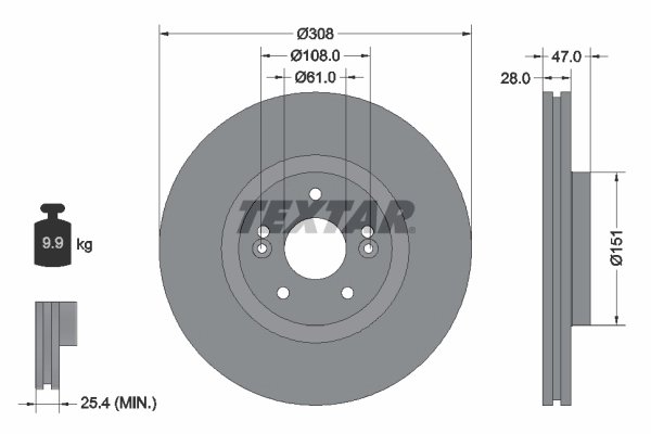 DISC FRANA TEXTAR 92157700 - Compatibil cu RENAULT