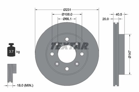 DISC FRANA TEXTAR 92158900 - Compatibil cu ROVER, TATA