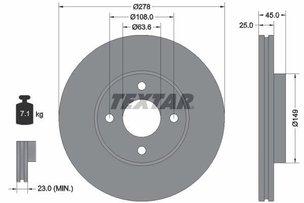 DISC FRANA TEXTAR 92159003 - Compatibil cu FORD, FORD AUSTRALIA