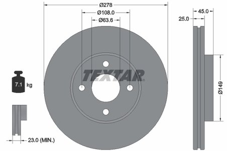 DISC FRANA TEXTAR 92159003 - Compatibil cu FORD, FORD AUSTRALIA